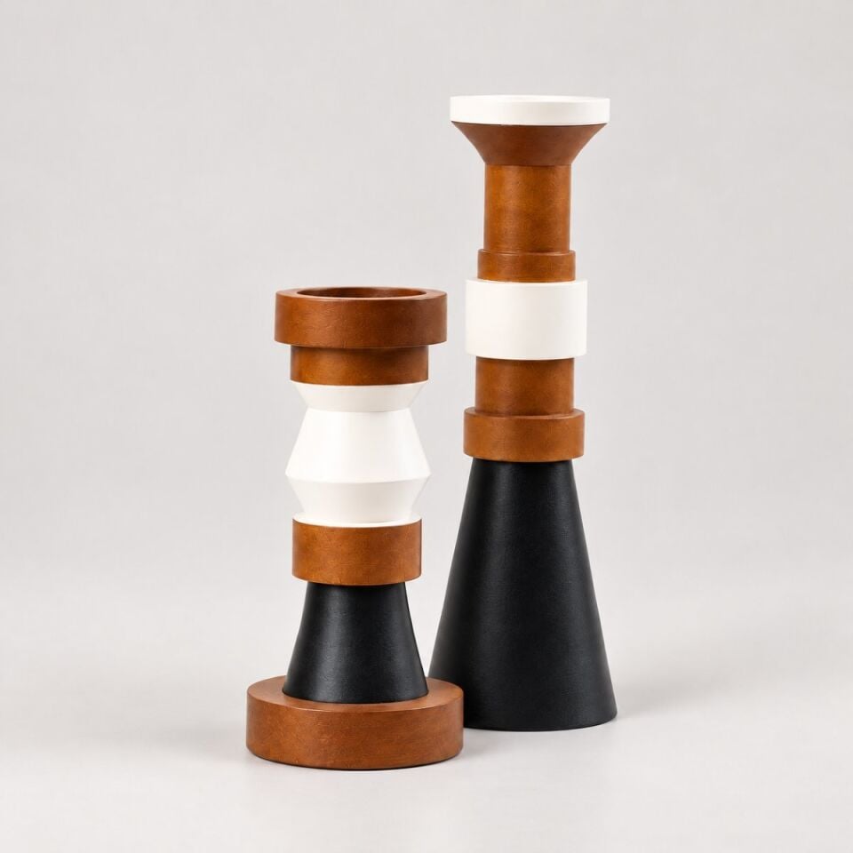 Arbor Duo 2'li Ahşap Şamdan Seti