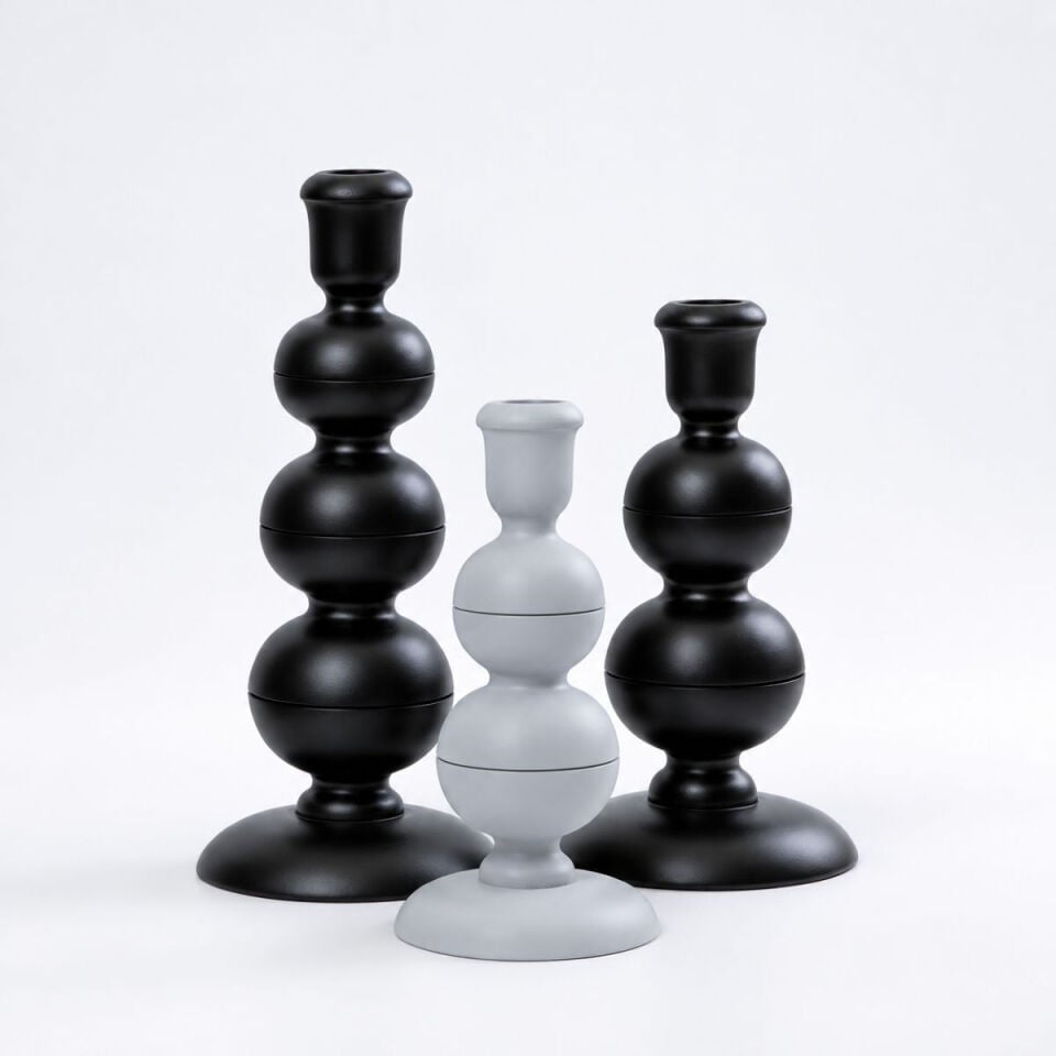Sylva Trio 3'lü Ahşap Şamdan Seti
