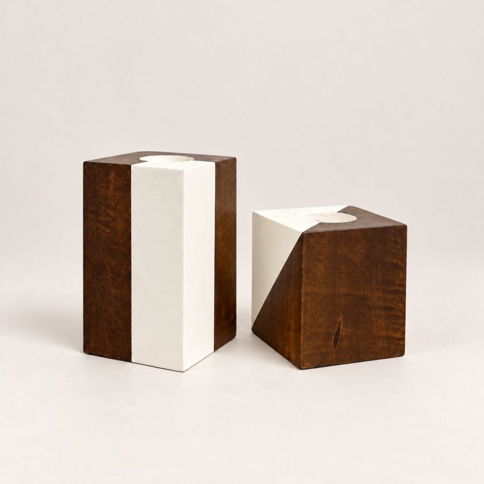 Nodus Duo 2'li Şamdan ve Tealight Mumluk Seti