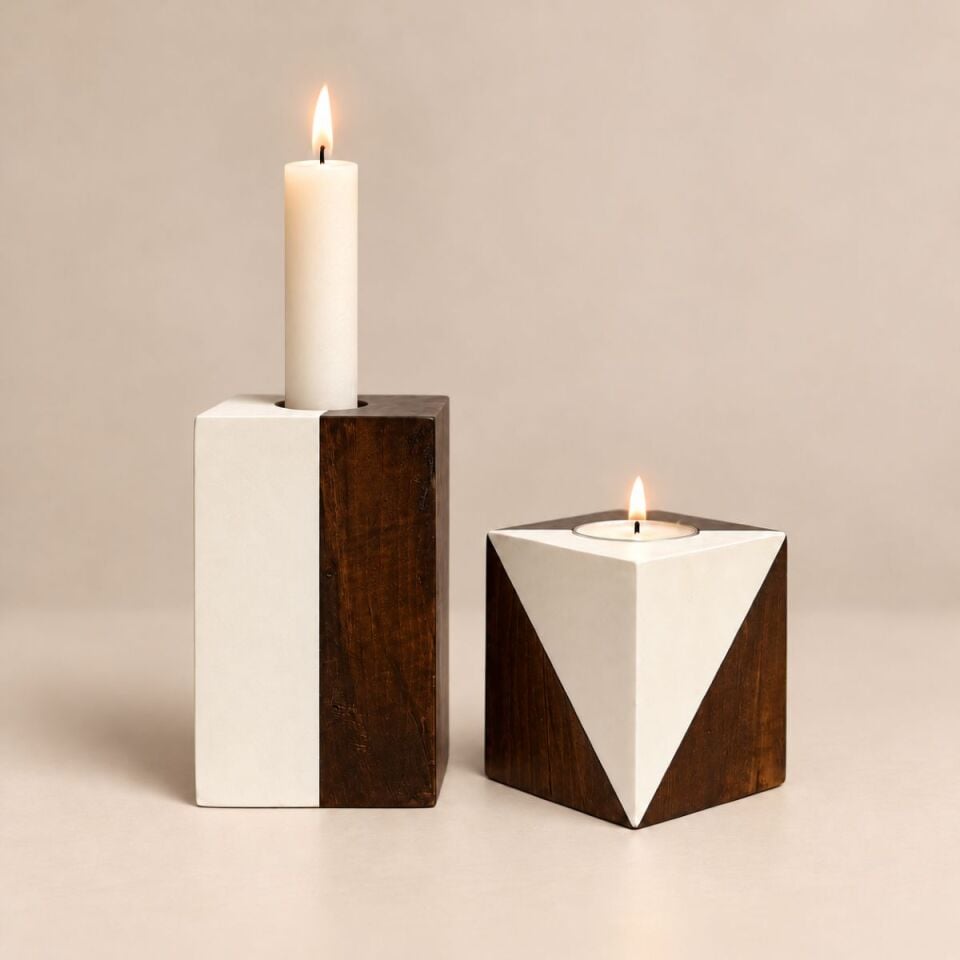 Nodus Duo 2'li Şamdan ve Tealight Mumluk Seti
