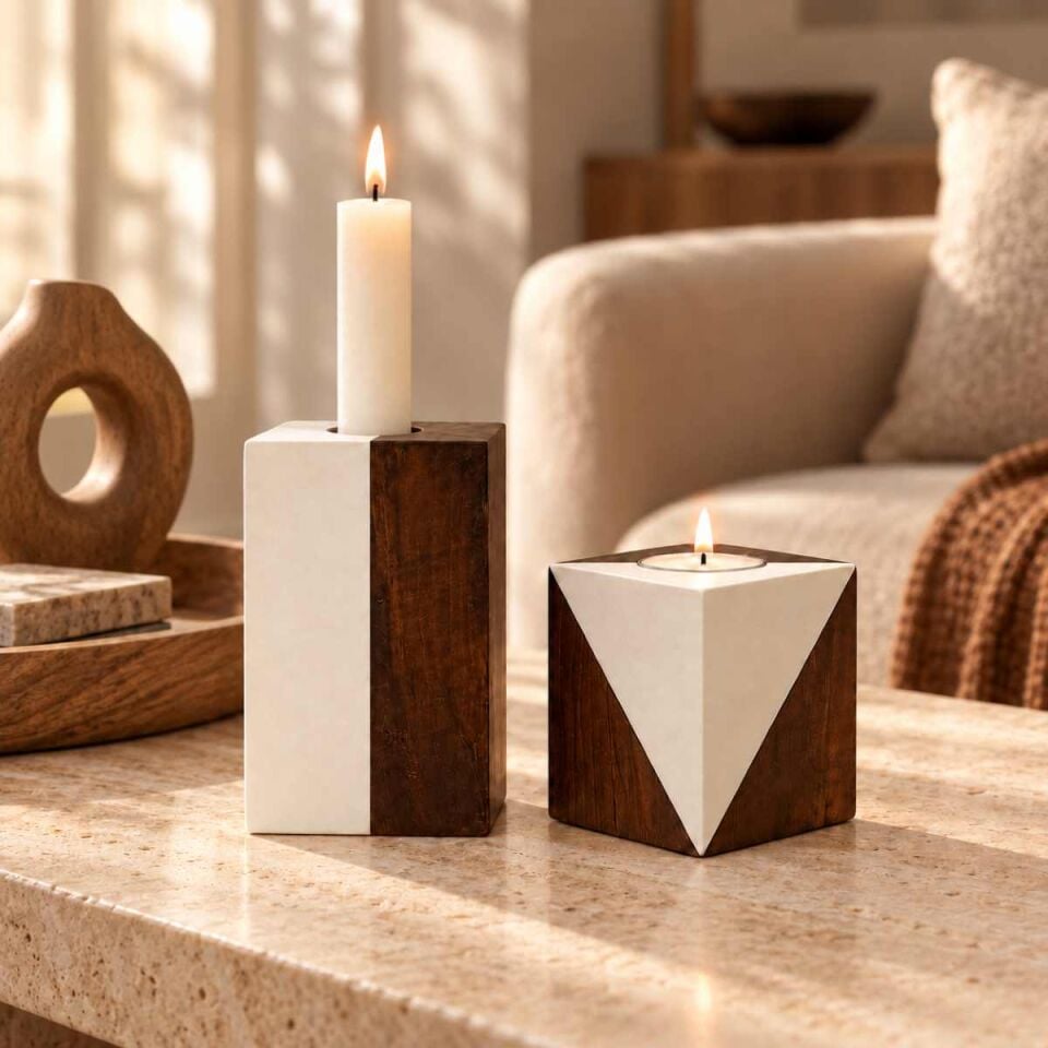 Nodus Duo 2'li Şamdan ve Tealight Mumluk Seti