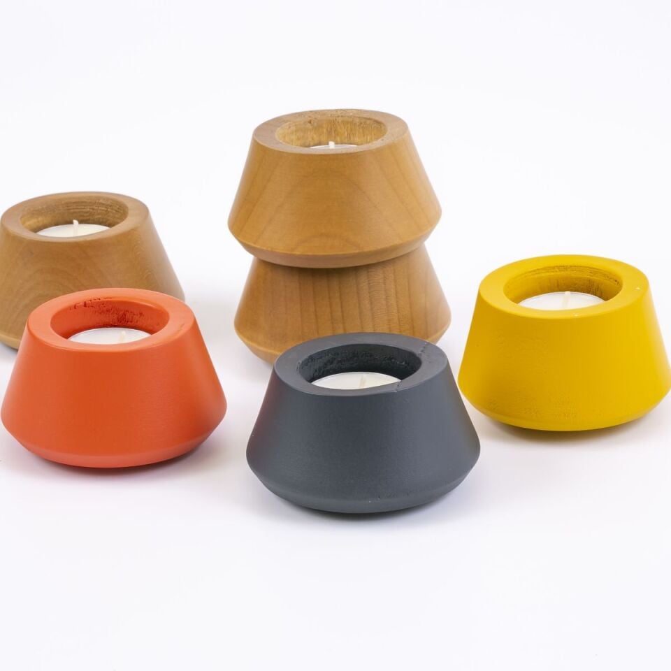 Terra 3'lü Ahşap Tealight Mumluk Seti