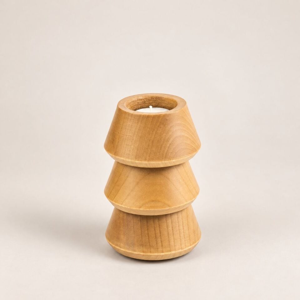 Terra 3'lü Ahşap Tealight Mumluk Seti